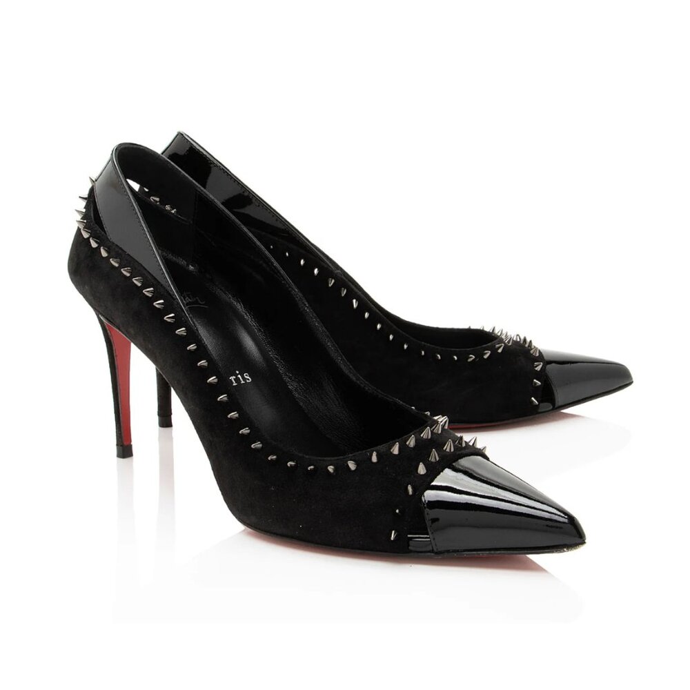 New Christian Louboutin Suede/Patent Leather Duvette Spikes Pumps Size 9 (39)